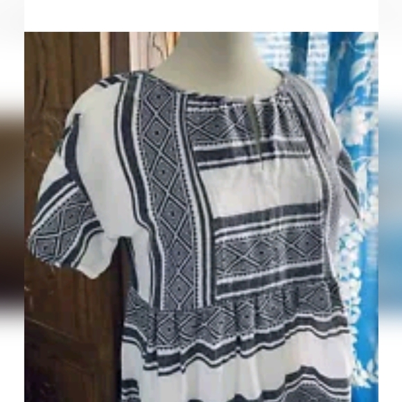 Anthropologie Black and White Patterned Dress - Picture 4 of 5